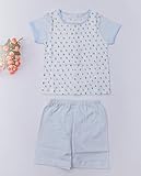 iTimes キッズ前開きセット　子供ルームウェア　室内着　オーガニックコットン　100％　半袖 (66, 青)