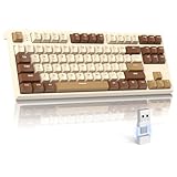 ZIYOULANG M88 コンパクト ワイヤレス メカニカルキーボード Bluetooth デュアルモード 2.4GHz Type-C/USB-A変換アダプタ付属 87キー 80%レイアウト ホットスワップ対応 ガスケット構造 赤軸 PBT球面キーキャップ マルチメディアキー 人間工学デザイン Windows/Mac/Android/IOS対応 - チーズ