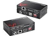 AV Access 4K HDMI USB KVM エクステンダー TCP/IP オーバー シングル Cat5e/6/6a/7 最大 120M (390 フィート)、1080P@120Hz、プラグ アンド プレイ、キーボード & マウス オーバー ネットワーク、ゼロ レイテンシー、3 ポート USB ハブ、最大 16 の DIP セット (4KIP100-KVM)
