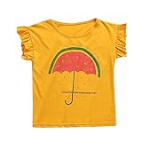 花千束　女の子　半袖ｔシャツ　可愛い　スイカ傘　夏　子供服　ベビー服　トップス　韓国風　旅行/通園/普段著　出産祝い/誕生日/子供の日　プレゼント　90cm-130cm (110, 黄)