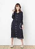 前開きマタニティ　ネグリジェ　長袖　天竺ドットプリント /春〜春夏〜夏　授乳口付きマタニティ パジャマ 前開き 入院にもオススメ。長袖・ロング丈/ 入院用にもオススメ。授乳口付きマタニティ　ネグリジェ