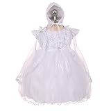 Rainkids Baby GirlsホワイトオーガンジーチュールケープBonnet洗礼式ドレス0 – 24 m カラー: ホワイト