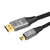 mini dp回転dp変換ケーブル8k@60Hz、4K@144/120Hz、2K@240／165 HZ（1 M）DP to DP最大32.4 Gbps高速、双方向Mini DP-DPケーブル、HDR/DSC/FreeSync/3 D等対応（ミニ表示ポート（オス）-表示ポート（オス））ブラック