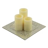 PacificアクセントパンドラGlass Candleトレイwith 3ピラーキャンドル シルバー FLA-MOSAICTR-SL