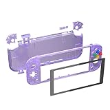 eXtremeRate switch liteに対応用クリア素材のDIY互換するケースシェル、任天堂switchライトコントローラー修理キットハウジング/スクリーンフィルム付き、switchライトに対応用カスタムケースカバー【クリアパープル】