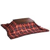 タンスのゲン こたつ 2点セット 【 こたつ本体 + 掛布団 】 90cm×50cm 長方形 高脚 継ぎ脚 木目 UV塗装 洗える布団 ウォールナット×チェックレッド 21300139 01 【65389】