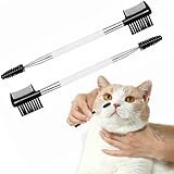 HAKONA 犬 コーム2本セット犬 目やに取りコーム 犬 ブラシ 猫 くし コーム 顔まわり両頭ペットブラシ 猫ブラシ 犬の涙汚れ除去櫛目 くし 持ち運びヤニクリーナー イージーフェイシャルコーム 犬 アイブラシセット グルーミングセット（ホワイト）