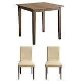 エア・リゾーム ダイニングテーブルセット 2人用 おしゃれ 北欧 ウッドダイニング WEST（ウエスト）75cm幅 3点セット テーブル：ブラウン×チェア：ベージュ（レザー）