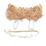 ノーブランド品　赤ちゃん　新生児　ヘッドバンド　翼　衣装　記念写真　小道具　装飾　ベビーシャワー　2セット　3色選べる - 金+金