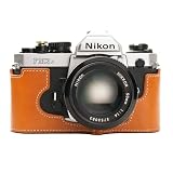 QIYAONUOボディーハーフケース ハンドメイド 本革 ハーフカメラケース バッグ カバー Nikon FM3A用 (ダークイエロー)