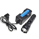 OREI 400 Lumens Professional Ultra Bright Tactical LED Flashlight with Rechargeable Lithium Battery 