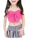 ININUK 　子供水着 キッズスクール 水着 女の子用 可愛い水着 ストライプ　スウェット　水着　美しい 女の子ビキニ 子供 女児水着 みずぎ セパレート水着 プリント 温泉水着　おしゃれ　ファッシ