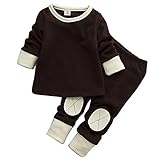 パジャマ 裏起毛　2点セット ベビー　男の子　女の子　長袖上着　長ズボン　可愛い　冬　防寒 6~12ヶ月 12-18ヶ月 18-24ヶ月 出産祝い 上下セット 暖かい　超柔らかい 綿　(ブラウン)　G