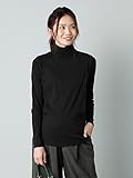 Angeliebe エンジェリーベ マタニティ 授乳口付き 綿混 やわらか フライス タートルネック Tシャツ 妊婦服 産前 産後 長袖 S ～ M ブラック 22071 22071101