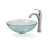Kraus C-GV-500-12mm-1005SN Broken Glass Vessel Sink and Riviera Faucet Satin Nickel [並行輸入品]