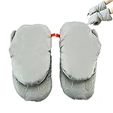 Happyyoo　ベビーカー用 ハンドマフ 手袋 防寒 保温 防水　ふわふわ　冬用　自転車&ベビーカー用　2色選べる (グレー)