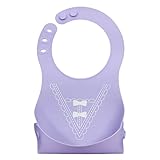 ベビー スタイ　よだれかけ　ちょう結びパターン　可愛い　防水　パープル