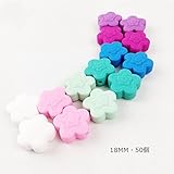 Mamimami Home はがため 赤ちゃん 舐める 安全 シリコーン製 花 ビーズ 18MM 50個 初めてのおもちゃ おしゃぶり 歯固め 知育玩具 誕生日プレゼント DIY アクセサリー 「FD