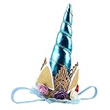 Dovewill ベビー　ホーン型　可愛い　髪飾り　ヘアバンド　ヘッドバンド　誕生日パーティー　贈り物　6色選べる - ブルー
