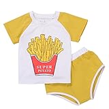 Cutelove 子供服 Tシャツ Tシャツ＆パンツ 上下セット フライドポテト柄 半袖 ショートパンツ 男女兼用 赤ちゃん 可愛い 夏 カジュアル