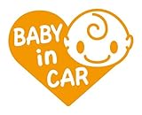 Sticker Shop Haru BABY ＩＮ CAR ステッカー ハート型 15cm オレンジ