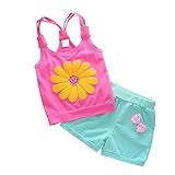Zhaozhe 子供服 Tシャツ タンクトップ＆パンツ 上下セット ヒマワリ柄 可愛い 女の子 赤ちゃん 夏 カジュアル