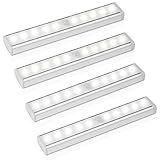 新しいバージョン10 LEDモーションセンサーライトクローゼットライト、電池式ワイヤレスキャビネットNightスティックオンのバスルーム、クローゼット、玄関、廊下、地下室、ガレージ、4パック