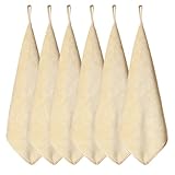 [HOOMCOOM] キッチンタオル キッチンクロス ふきん ループ付き 6枚セット 布巾 台拭き 食器拭き マイクロファイバー 厚手生地 