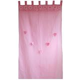 Taftan Rayon Hearts Curtain 100 x 280cm with Loops (Pink) by Taftan