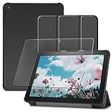 【全面保護グループ】対応 Amazon Fire HD 8 2020/ Fire HD 8 Plus 用のケース FOR Fire HD 8 Plus 用の保護カバー衝撃吸収 + FOR Amazon Fire HD 8 2020 用の強化ガラスフィルム 表面硬度9H 飛散防止処理 タブレット 専用 液晶保護フィルム 全面保護 (ブラック)