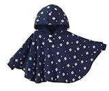 【キッズ】ポンチョ　リバージブル　フード付き　ネイビーｘブルー　90cm