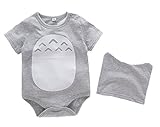 StylesILove枚ユニセックスベビー幼児用トトロ半袖ロンパースと帽子セット カラー: グレー