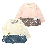 ベビー服 女の子 Tシャツ UZULAND 長袖 ジャガード天竺 ニットデニム天竺 (1.オフホワイト/95cm)