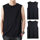 [Realwill] タンクトップ メンズ インナーシャツ ノースリーブ 2枚組 無地 クルーネック 吸汗速乾 Tシャツ 丸首 肌着 綿100% 下着 シャツ 涼しい 細身