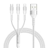 RAVIAD 3in1 充電ケーブル USB ケーブル 3A 急速充電 充電コード USB Type C ケーブル Micro USB ケーブル Phone 充電ケーブル 3台同時給電可能 Phone Android タイプC Galaxy Kindle 等全機種対応 超高耐久 - 1.2M シルバー