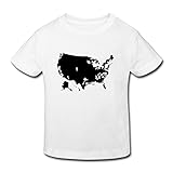 星 ２～６歳子供 男女兼用 半袖 ティー Tシャツ アメリカ 地図 文化 外国 White 5-6 Toddler