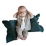 hibote　ベビーコスチューム写真の写真小道具幼児ニットかぎ針編み（トップス+パンツ）