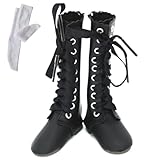 OLYOLY【2点セット】1/3 ドール 用 シューズ 靴 ロング ブーツ ミニチュアドール 衣装 メイド 服 フィギュア ソックス つき (01 黒)