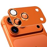 Podick レンズカバー iPhone 17Pro Max 用 カメラフィルム 全面保護 アルミ合金製 強化ガラス 傷防止 レンズ保護 耐衝撃 アイフォン17プロマックス 用 カメラ保護 高透過率 黒縁取り 露出オーバー防止 カメラレンズプロテクター オレンジ
