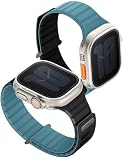 UNIQ Apple Watch バンド 49mm 46mm 45mm 44mm : Series 10 / 9 / Ultra2 / Ultra / 8 / 7 / 6 / SE / 5 / 4 対応 マグネットシリコンバンド リバーシブル アップルウォッチ ベルト REVIX EVO (アンバーオレンジ/ホワイト)