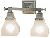 Meydaティファニー143343バンガローアラバスターSwirl 2ライト化粧台ライト器具、14.5インチ幅、ホワイト