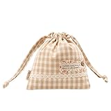 巾着袋（ギンガムチェック）　ベージュ