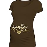 Fall Gold Foil Thankful – ベリー印刷 – マタニティTシャツ US サイズ: M カラー: ブラウン