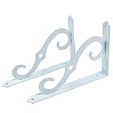 LUCINA モダンテイスト アイアンブラケット 棚受け 2本セット (20×13.5ｃｍ・ホワイト)