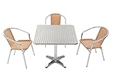 ガーデン4点セット ガーデンテーブル4点セット ガーデンテーブルセット 人工ラタン アルミチェア ダイニングチェア ロビーチェア ガーデンチェア スタッキングチェア ビーチチェア スタッキング アウト