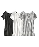 [ニッセン] インナーシャツ 綿100%半袖インナー3枚組 オフホワイト+杢グレー+黒 M