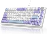 YINDIAO AK820 メカニカルキーボード CNCノブコントロール付き、75%ANSIレイアウト、82Keysガスケットマウント有線ゲーミングキーボード、5吸音フォーム、ホットスワップリニアスイッチ、RGBバックライト、PC、MAC用(パープル)