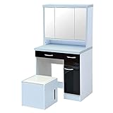 スタイリッシュドレッサー スツール(腰掛椅子)付き f-jkp-fr028bkwh ブラック×ホワイト色