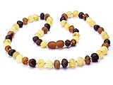 Baltic Baby Amber Necklace Rounded Beads (Raw Multi, Medium) by Momma Goose