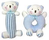 GodrベビーソフトRattle Plush SensoryアクティビティおもちゃブルーBear Boyおもちゃ5.6 in4in – Stuffed Animal for新生児幼児ツイン – 新生児